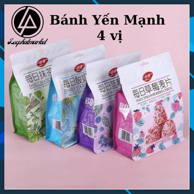 Bánh Yến Mạnh đủ vị cực ngon đủ 4 vị sữa chua, việt quất, socola, dâu. Bánh xuất xứ Đài Loan bao ngon 1 bịch 200g