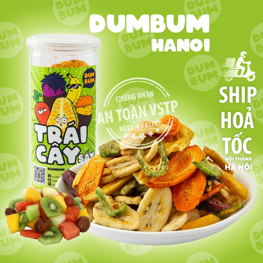 Trái cây thập cẩm sấy 250g DumBum, đồ ăn vặt Hà Nội, vừa ngon vừa rẻ