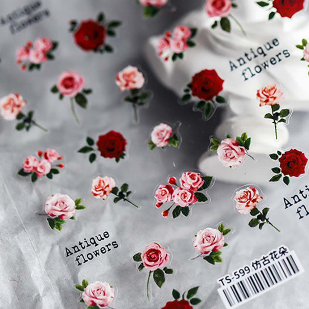 [Hàng mới về] Miếng dán trang trí móng tay hình hoa hồng 5d diy