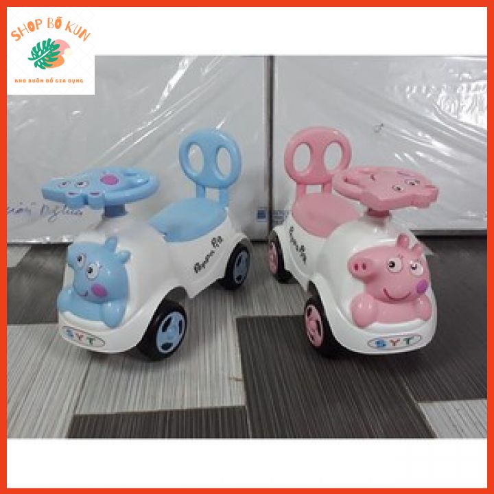 Xe lắc cho bé chòi chân Heo Peppapig cho bé có nhạc+ thùng đồ + tựa lưng