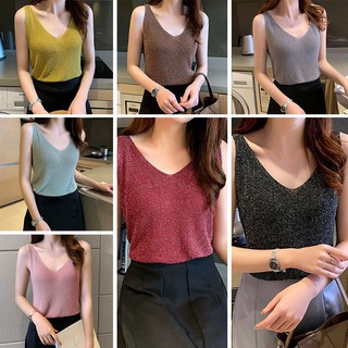 Áo lụa sát nách cổ chữ V gợi cảm cho nữ