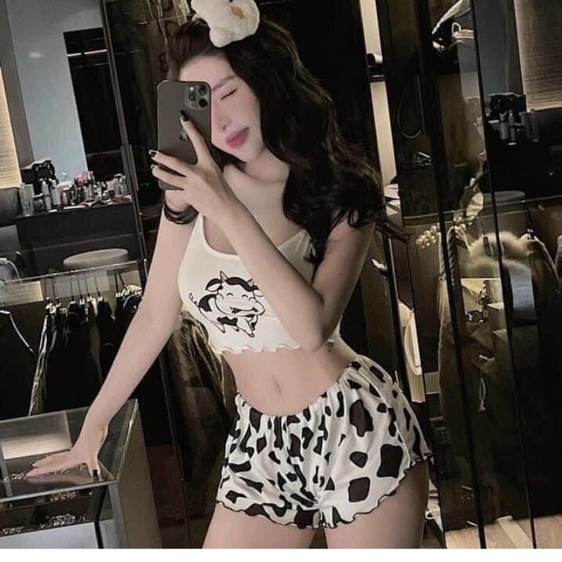 Quần Short thun xòe nhiều hoạ tiết cạp chun, Quần ngủ vải cotton mịn mát co giãn A11