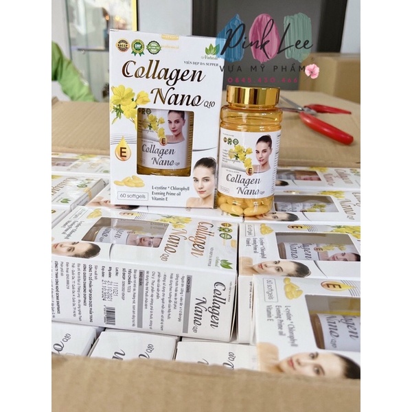 Viên uống trắng da mờ nám giảm tàn nhang chống lão hóa da collagen nano Q10 hộp 60 viên