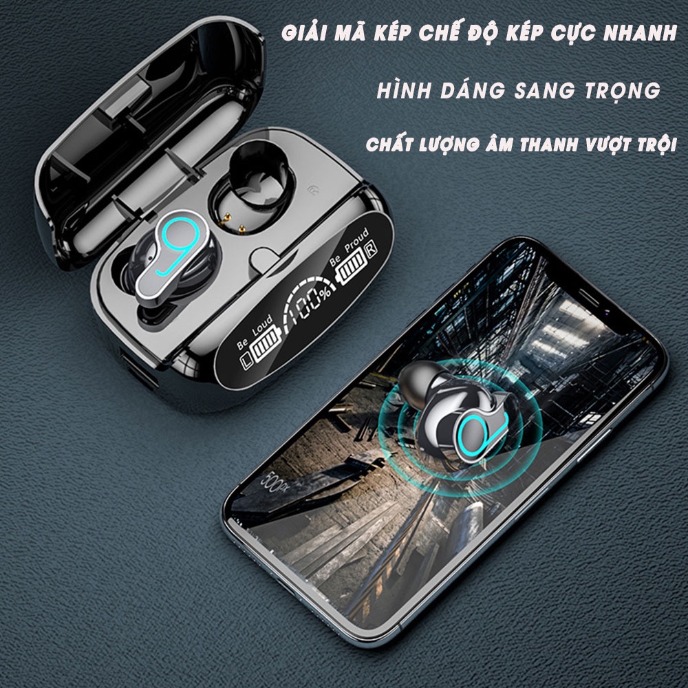 Tai nghe bluetooth M32 TWS 5.1 bản Quốc tế không dây cảm ứng chống nước IPX5, chống ồn tích hợp sạc dự phòng 2500mAh