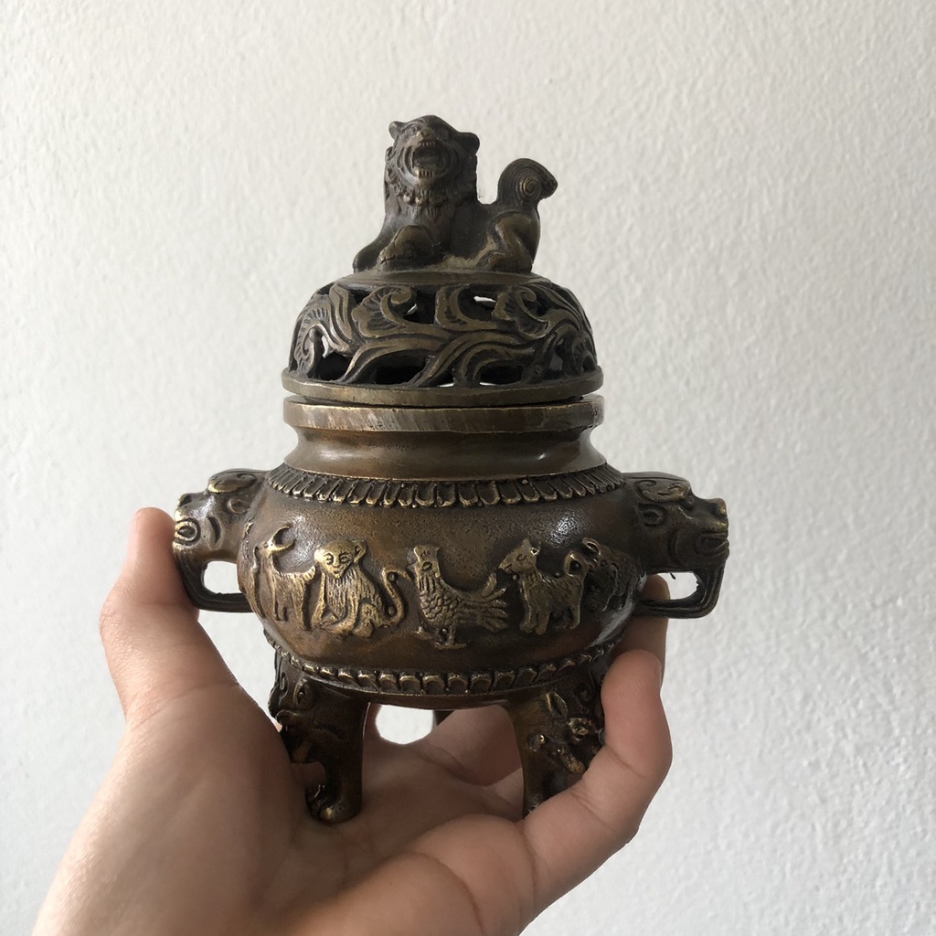Lư xông trầm đồng con nghê cao cấp - đỉnh xông trầm 12 con giáp