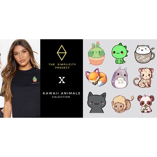 Áo thun nữ SIMPLICITY in hình KAWAII ANIMALS vải dày mịn thoáng mát công nghệ Nhật Bản (Đen)