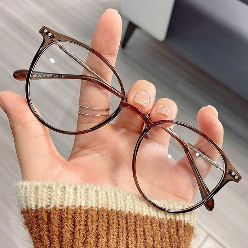 Mắt Kính Gọng Tròn Siêu Nhẹ Chống Ánh Sáng Xanh Thời Trang Retro