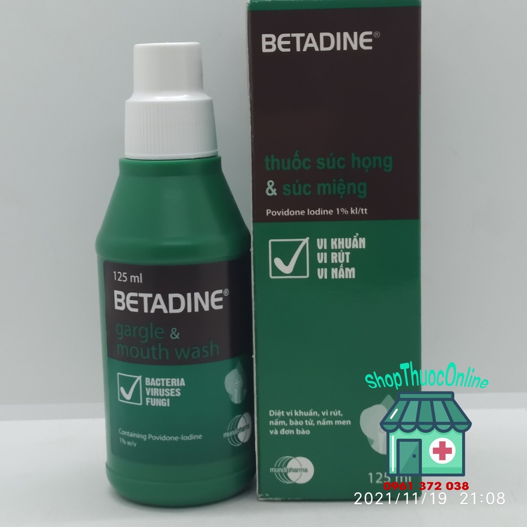 Dung dịch súc miệng họng BETADINE chai 125ml