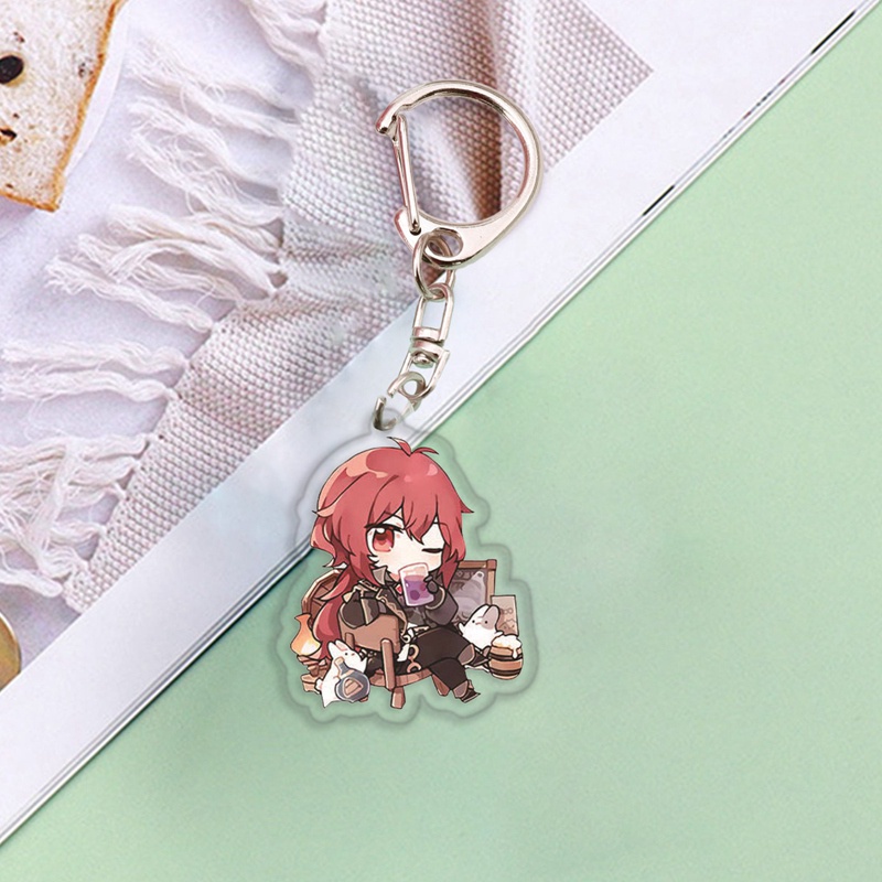 Móc chìa khóa họa tiết nhân vật trò chơi Genshin độc đáo dễ thương