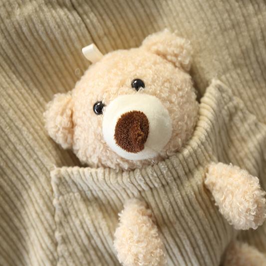 Quần Yếm Nhung Vải Nhung Gấu Trẻ Em Trang Phục Xuân Thu Trẻ Em Quần Thường Ngày Bé Trai Bé Gái