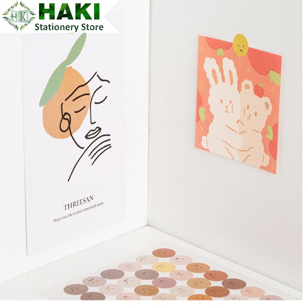 Sticker cute hình mặt cười HAKI dễ thương, hình dán sticker hàn quốc trang trí sổ đáng yêu giá rẻ ST03