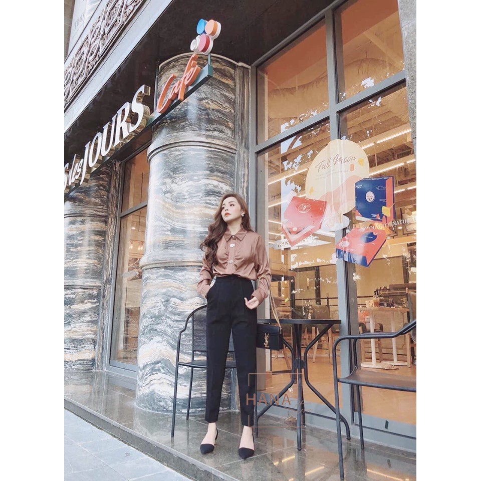 Quần tây công sở nữ cạp cao cúc bọc khuy vải 1 ly nhiều màu chất vải tuyết mưa dáng dài ống đứng mặc đi học làm công sở | BigBuy360 - bigbuy360.vn