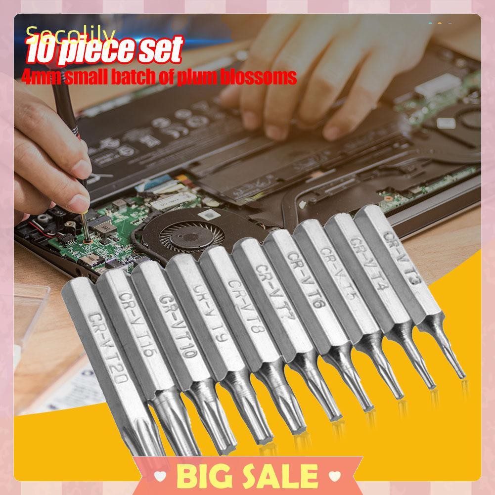 Set 10 Mũi Khoan Cr-V Torx Fit T3 T4 T5 T6 T7 T8 T9 T10 T15 T20