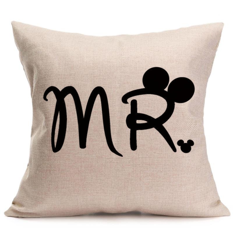1 Vỏ Gối In Họa Tiết Hoạt Hình Mr Mrs