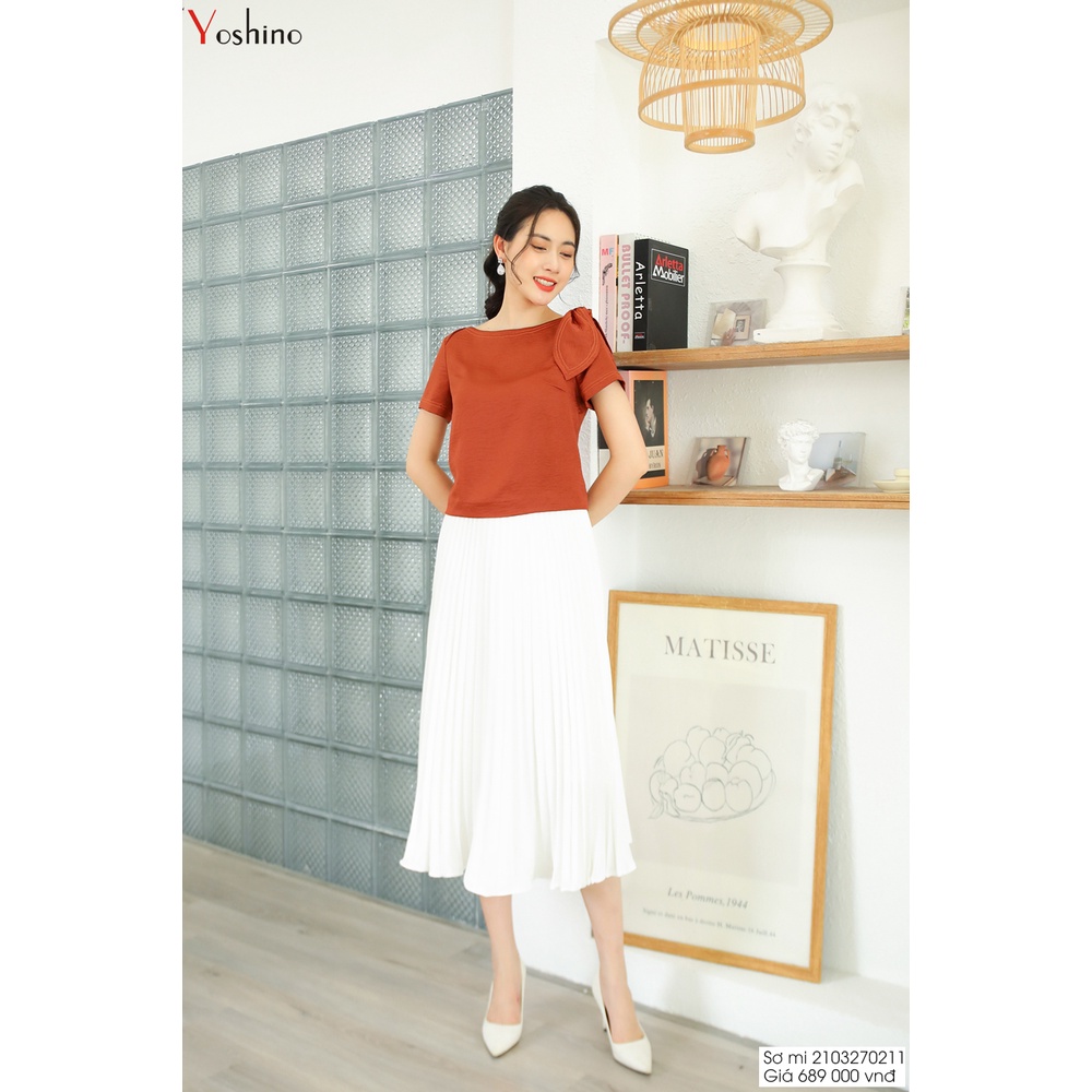 Áo sơ mi thắt nơ vai nữ YOSHINO dáng croptop thanh lịch 210327022