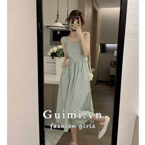 Đầm hai dây NZN dáng dài kiểu dáng đơn giản phong cách Hàn Quốc có 3 màu tùy chọn