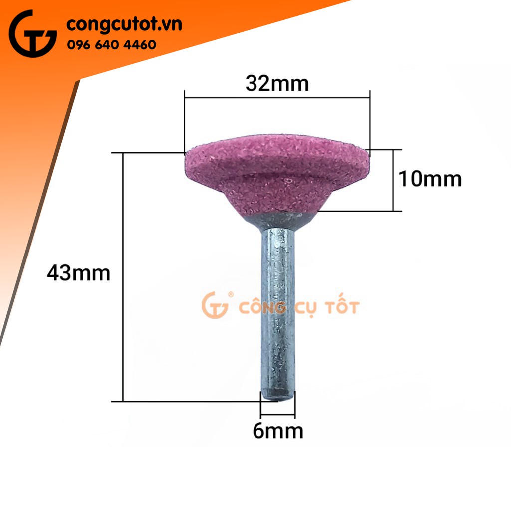 Đầu đá mài hình đĩa T vát cạnh cốt 6ly dày 10mm