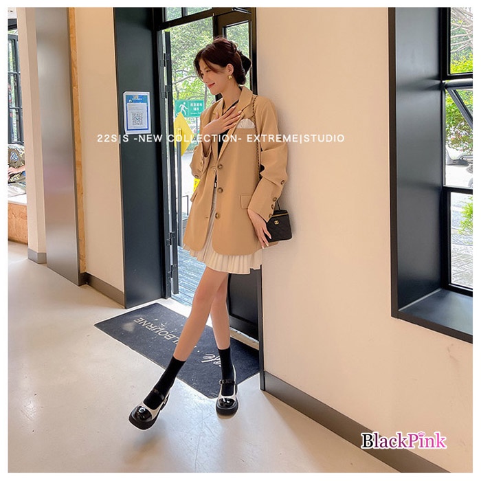 (Tặng tất) Giày da nữ đế xuồng Mary Janes quai đơn quý phái, mẫu mới mùa thu 2023 Hàn Quốc, M203