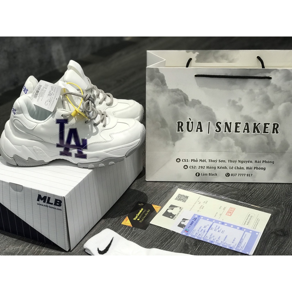 Siêu Phẩm Giày Thể Thảo Sneaker MLB LA Xanh Trắng Đế Tách Lớp SIêu Xinh Cao Cấp Ảnh Thật + freeship + Tặng Tất