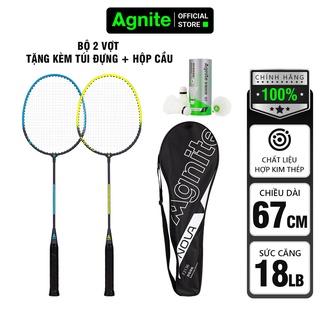 Bộ 2 chiếc vợt cầu lông Agnite chính hãng tặng kèm 3 quả cầu và bao đựng, siêu nhẹ, khung carbon cao cấp