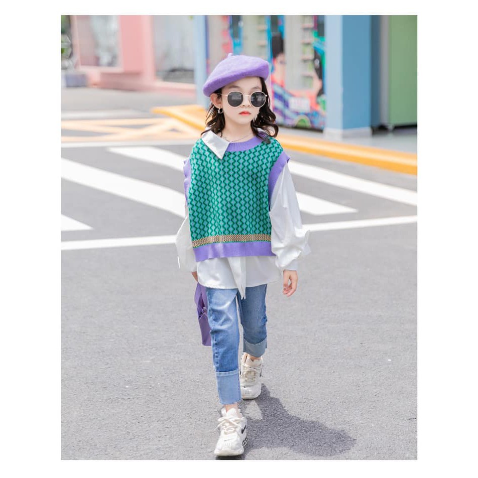 SET QUẦN JEAN + ÁO LEN MIX SƠ MI BG