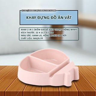 Khay nhựa đựng đồ ăn vặt có khe để điện thoại thông minh tiện lợi 2019