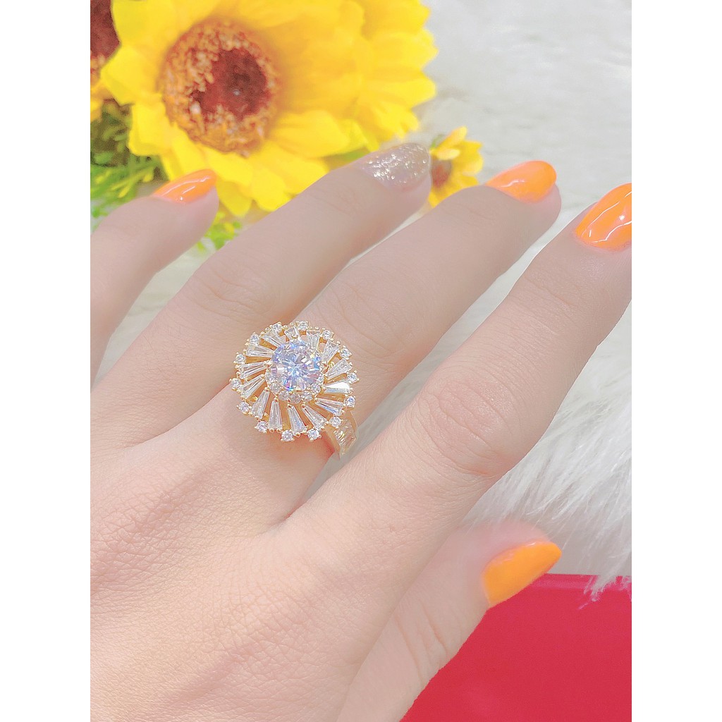 Nhẫn nữ UHA mạ vàng 18k đính đá CZ N556148-130 - Trang Sức UHA