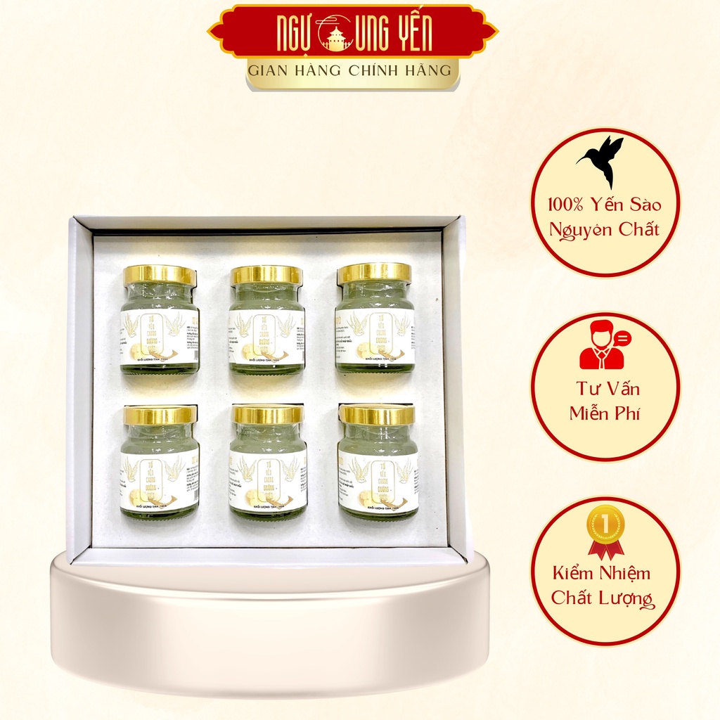[Ngự Cung Yến] Combo 6 Hũ Yến Sào Chưng Sẵn Đường Phèn Hộp 70ml