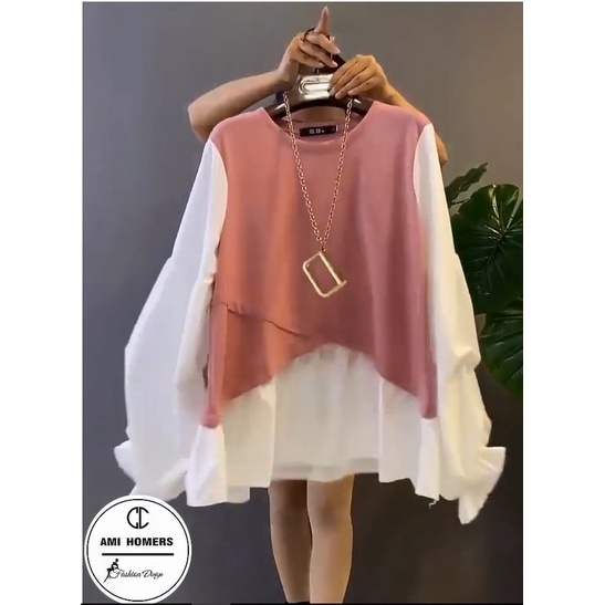 Áo liền thân thời trang ami dáng xòe cổ tròn tay phồng - A01 | BigBuy360 - bigbuy360.vn