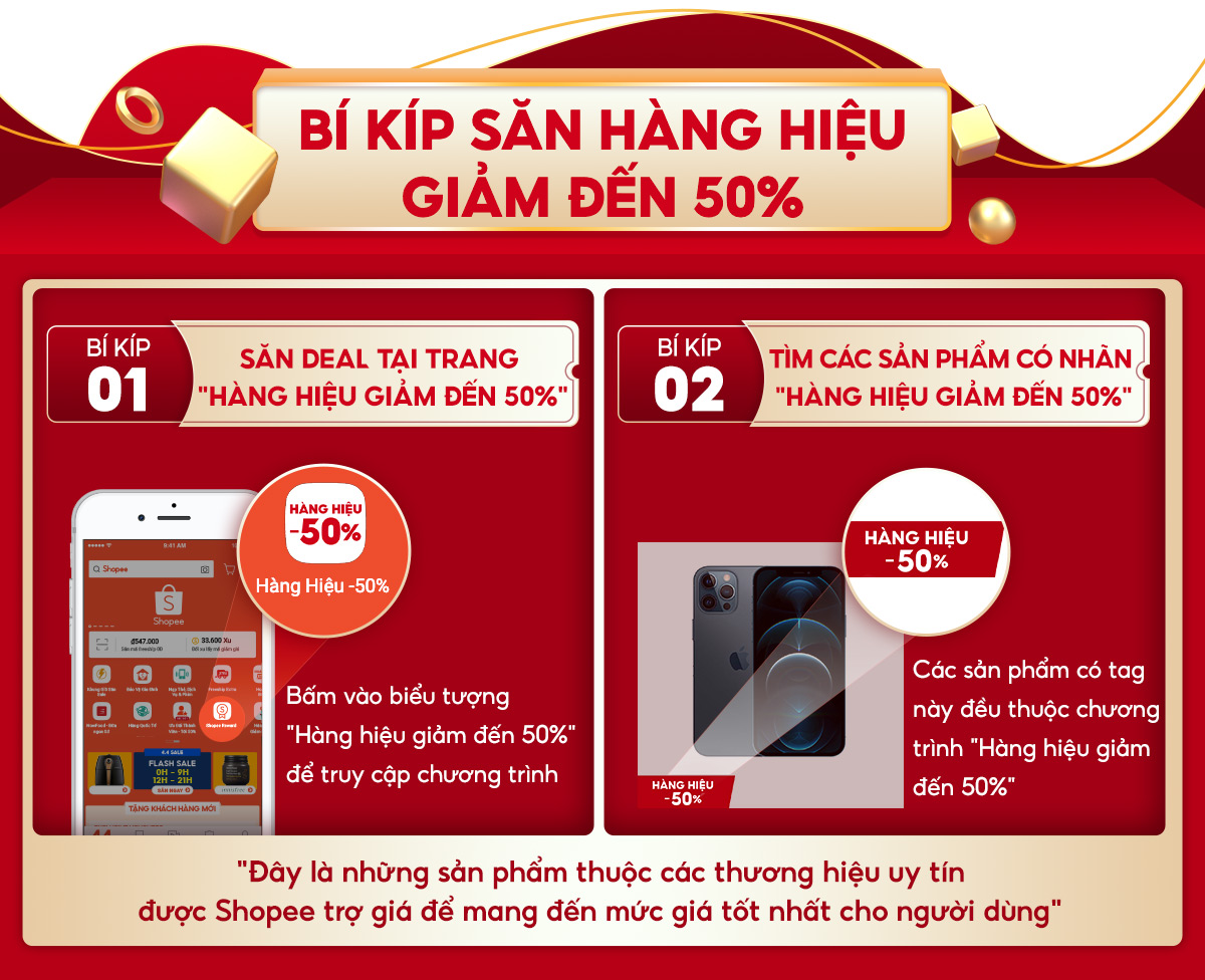 Voucher shopee hàng hiệu giảm 50%