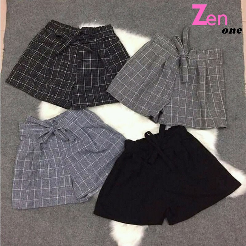 Quần đùi nữ ZenOne , quần short dáng giả váy kẻ caro chất liệu kaki mềm  mại giặt máy không lo bung chỉ , phai màu. | BigBuy360 - bigbuy360.vn