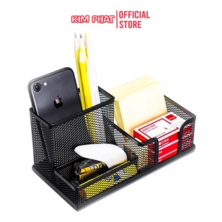 Khay cắm bút, Khay để bút Kim Loại 3 ngăn màu đen Guangbo 9301