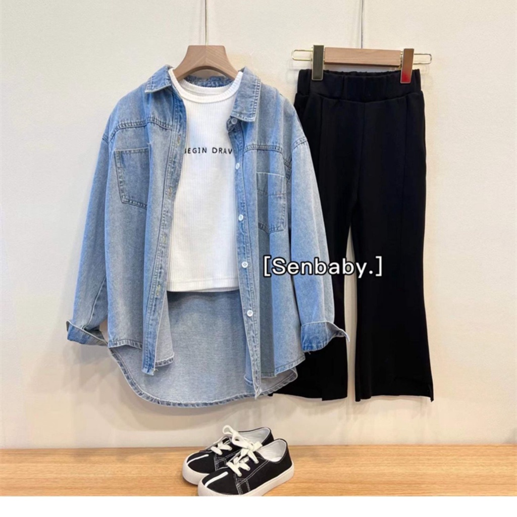 Áo Sơ Mi Denim Dài Vừa Vặn Thời Trang Xuân Thu Mới 2022 Cho Bé