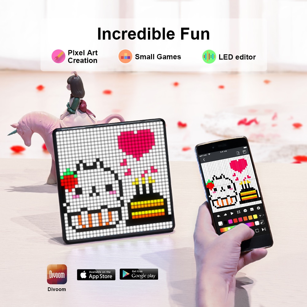 Khung ảnh kỹ thuật số Divoom Pixoo Max với Bảng hiển thị LED có thể lập trình 32 * 32 Pixel Art