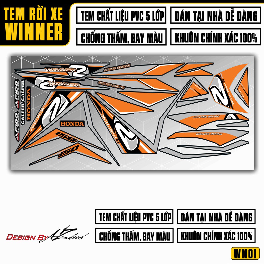 [Winner] Tem Rời Xe Winner 150 | 2WN01 | Decal Chế Chống Bay Màu, Chống Thấm Nước, Dễ Dán Tại Nhà