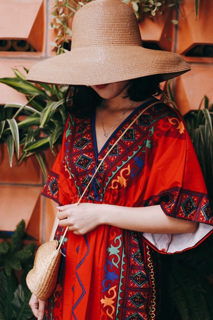 Váy boho đỏ size S M L XL y hình . Ảnh cuối là ảnh mình mặc