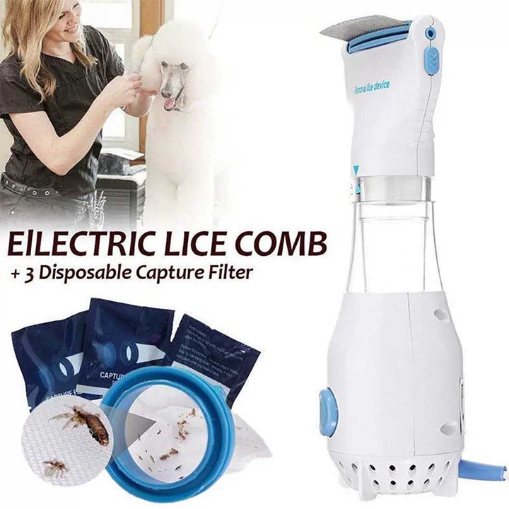 [Tặng Kèm 3 Miếng Lọc Chấy] Lược Máy Chải Chấy Rận Thông Minh Cho Thú Cưng