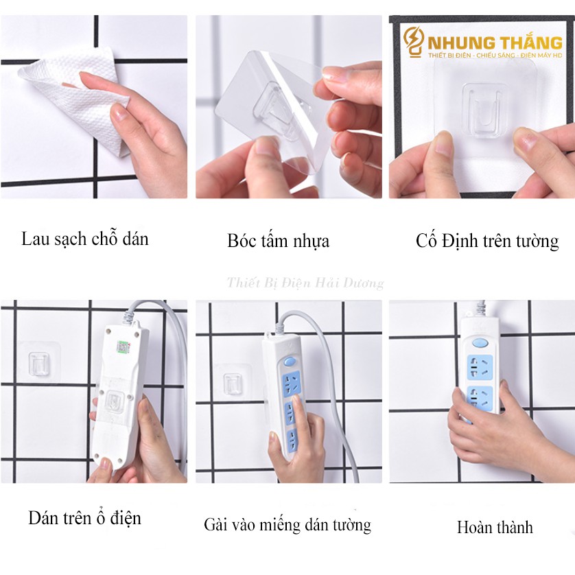 Miếng Dán Tường Chữ U - Treo Ổ Cắm Điện, Modem Wifi - Giá Đỡ Treo Tường Cố Định Ổ Cắm Điện - Móc Treo Đa Năng Tiện Lợi