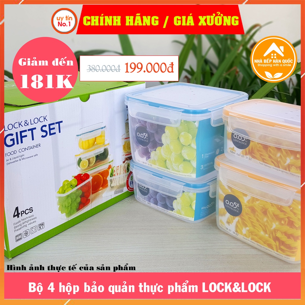 Bộ hộp nhựa đựng thực phẩm, hộp đựng thức ăn Lock and Lock Classic Gift Set NlP211S001 [Chính hãng] .