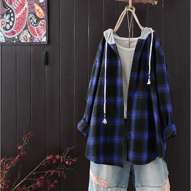 [ảnh thật] ÁO KHOÁT SƠ MI PHỐI NÓN NỈ | BigBuy360 - bigbuy360.vn