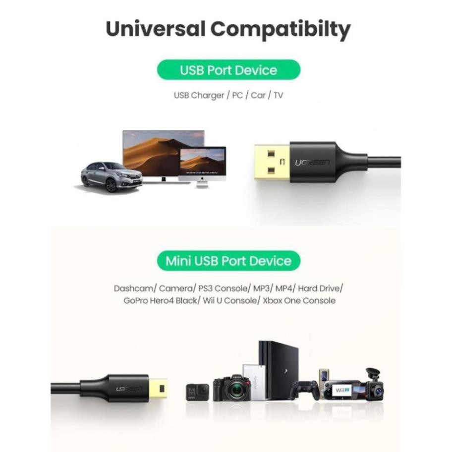 Cáp Mini USB To USB 2.0 Mạ Vàng Chính Hãng Ugreen - USB Cable IFC-400PCU - Mã 10354 - 10355 - 10385