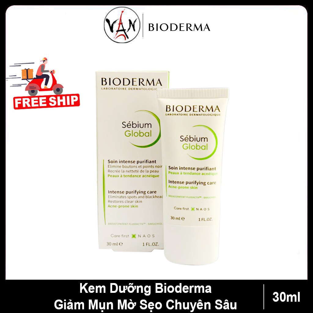 Bioderma Kem dưỡng giảm và ngăn ngừa mụn bioderma sebium global 30ml dành cho da dầu nhờn mụn