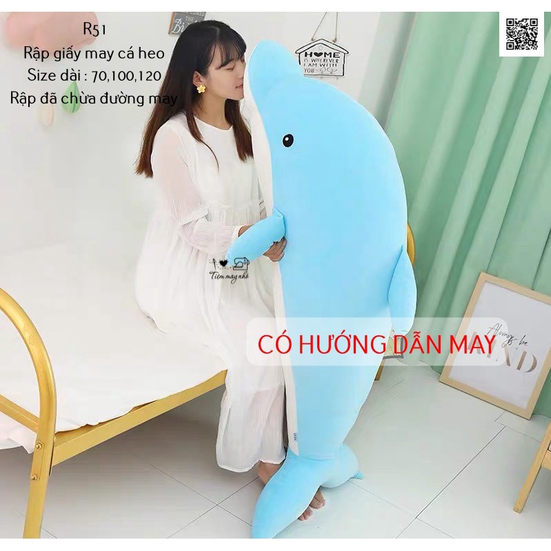 R51_Rập giấy may gối ôm cá heo