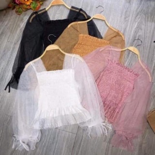 Áo nhún kiểu+áo voan bệt vai