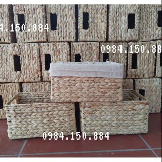 Giỏ lục bình có vải lót 30*20*16