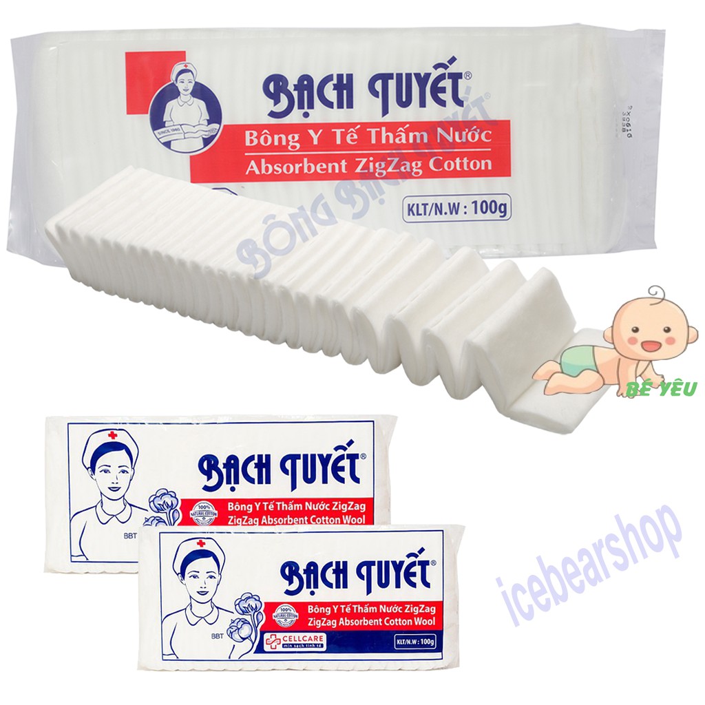 [ Bông Bạch Tuyết] Bông y tế cắt sẵn ZigZag (gói 100g)