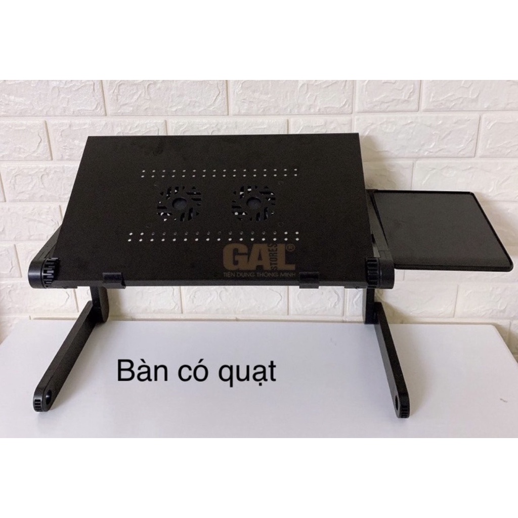 Giá để laptop gấp gọn có quạt tản nhiệt - Bàn xoay laptop đa năng có quạt tản nhiệt ( tặng kèm 2 đây giữ cố định máy )