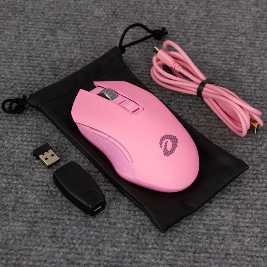 Chuột không dây Gaming DAREU EM905 PRO [ Màu Đen + Hồng, Led RGB - Bravo Sensor ]