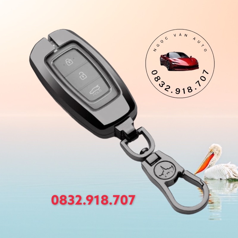 Ốp chìa khóa inox Accent, Kona, Santafe 2018-2019 -2020 2021 có lót bọc silicon  M02