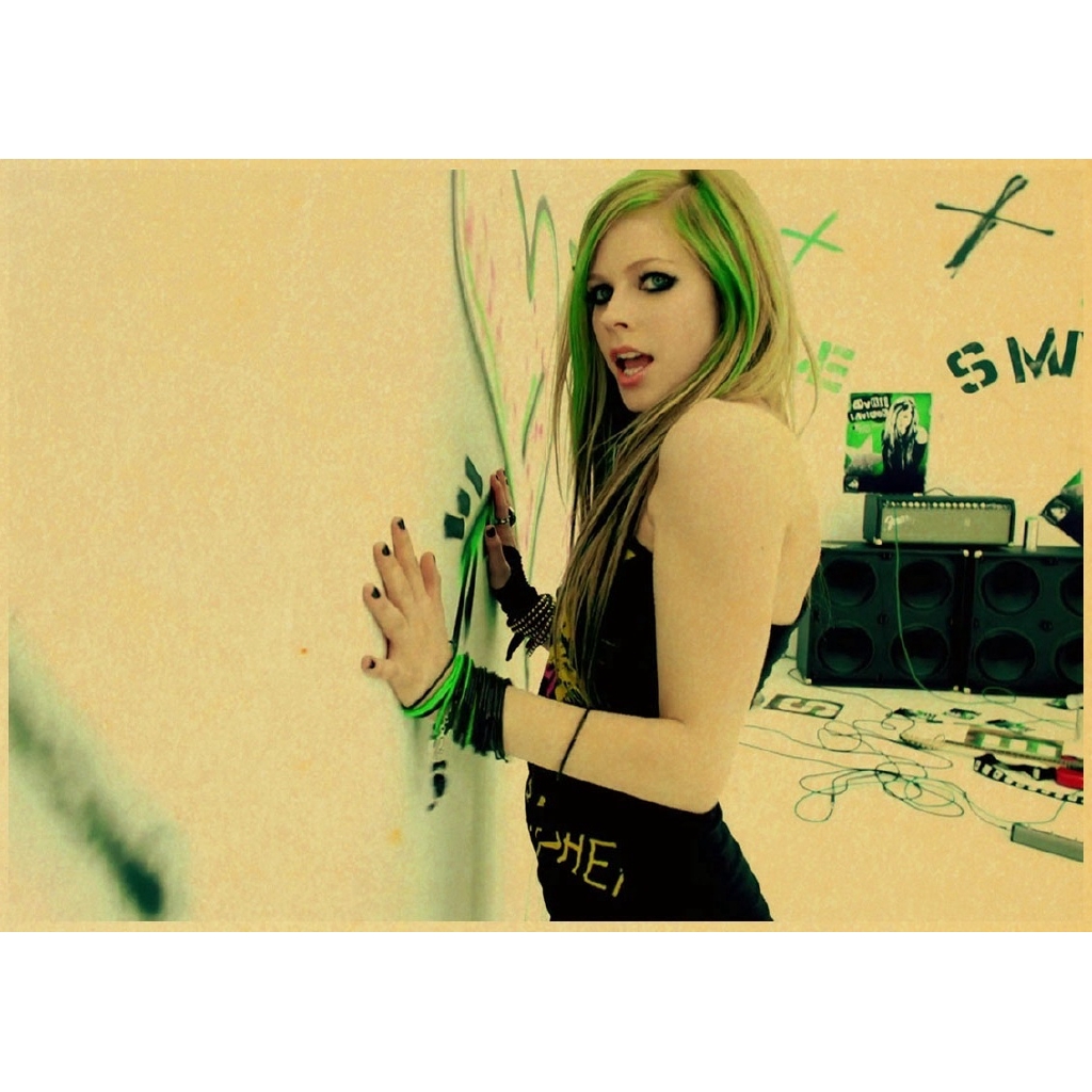 Áp Phích In Hình Ca Sĩ Avril Lavigne Phong Cách Retro Trang Trí Tường